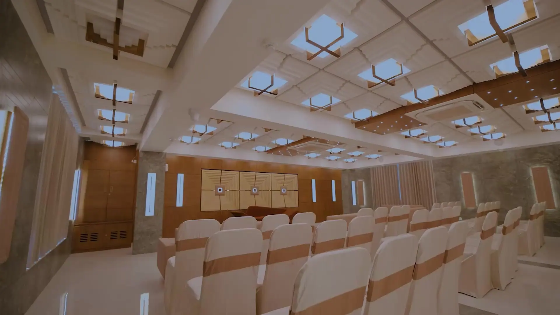 Wide view of the City Corner banquet hall